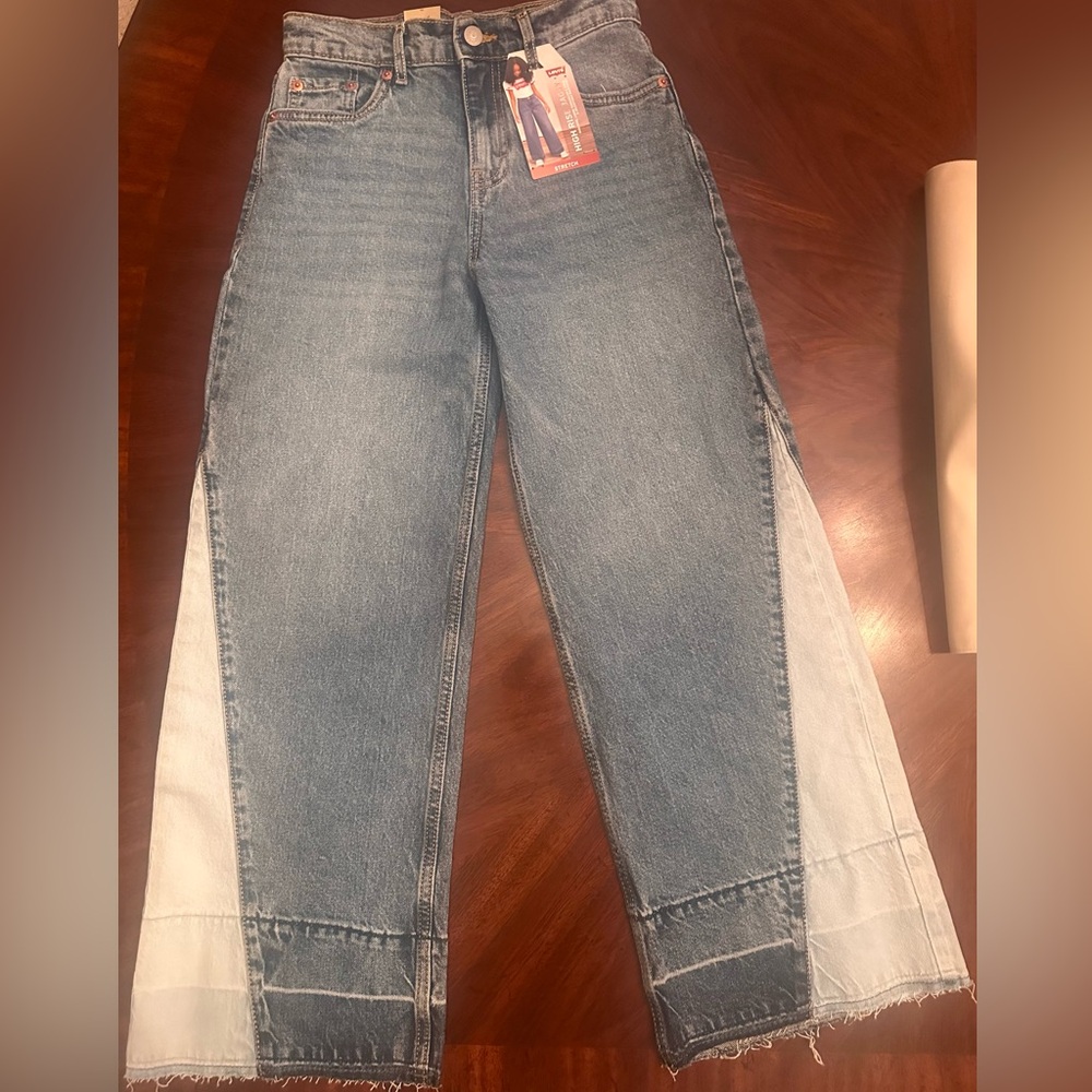 Girls Levi’s High Rise Baggy Two-Tone Jeans Size 10